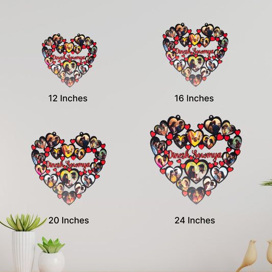 Multiple heart - Wall mount wooden photo frame