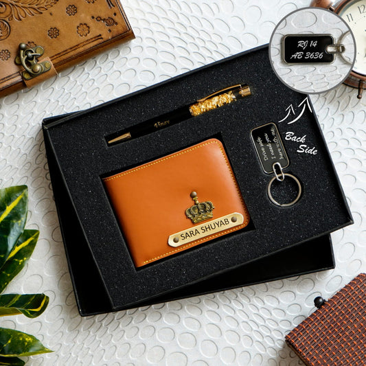 Customized Men's Wallet, keychain and pen Combo