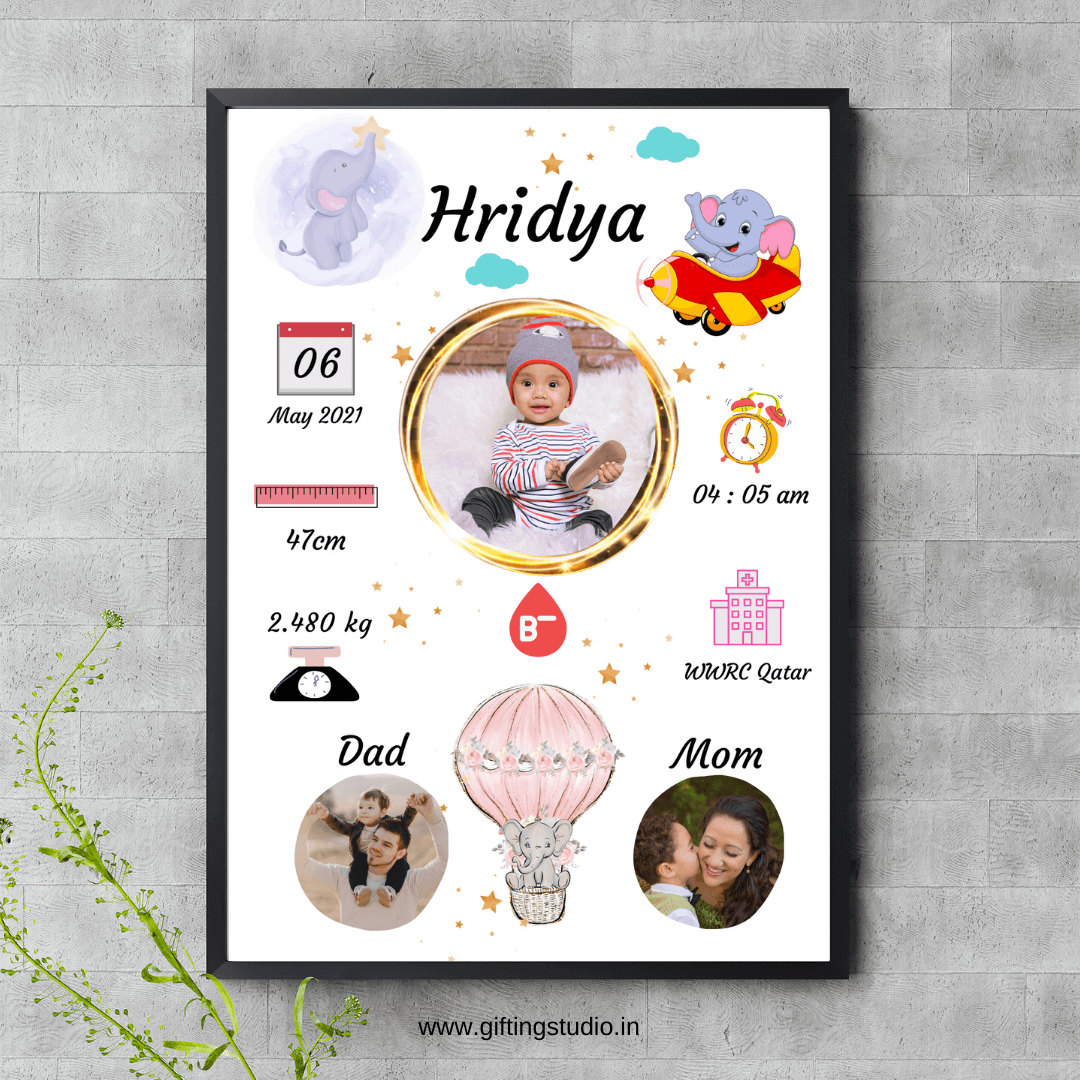 Personalised Baby Birth Frame | New Born Baby Gifts - Gifting Studio ...