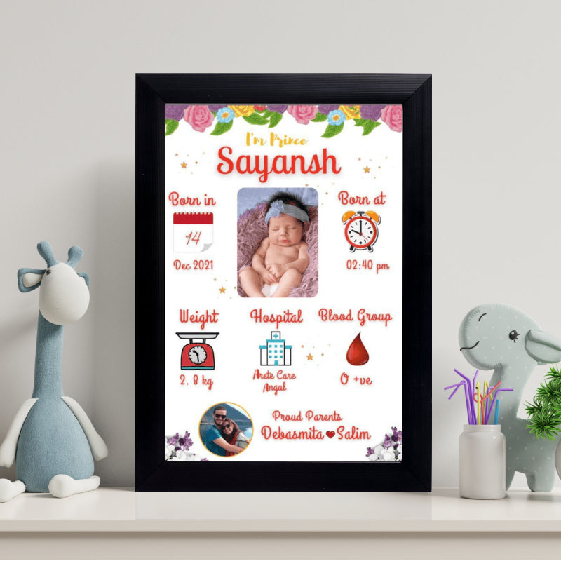 Personalised Baby Birth Frame | New Born Baby Gifts - Gifting Studio ...