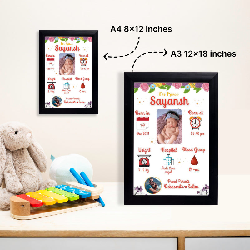 Personalised Baby Birth Frame | New Born Baby Gifts - Gifting Studio ...
