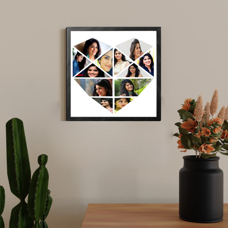 Heart Shaped Photo Collage Frame - Personalised Gift (12 PHOTOS)