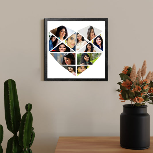 Heart Shaped Photo Collage Frame - Personalised Gift (12 PHOTOS)
