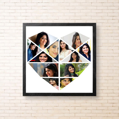 Heart Shaped Photo Collage Frame - Personalised Gift (12 PHOTOS)