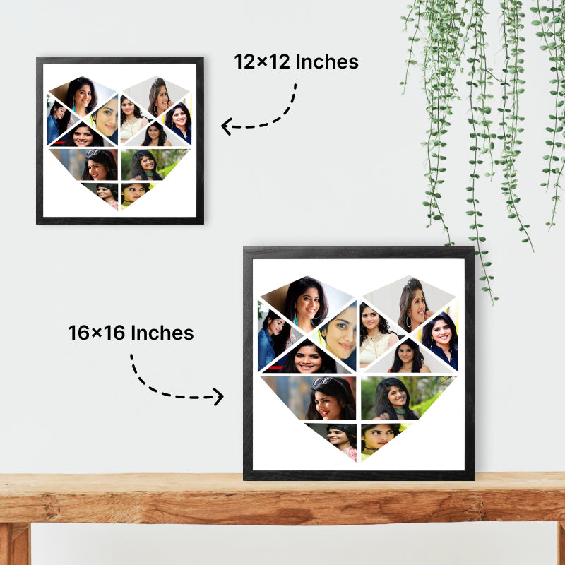 Heart Shaped Photo Collage Frame - Personalised Gift (12 PHOTOS)