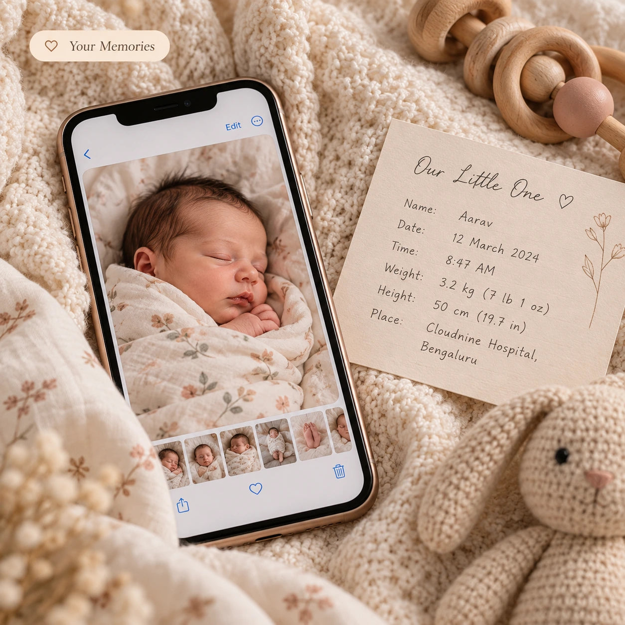 Baby photo and birth details