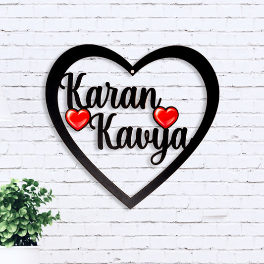 Personalised Name Cutout Heart shaped wall hanging - Couple Gift