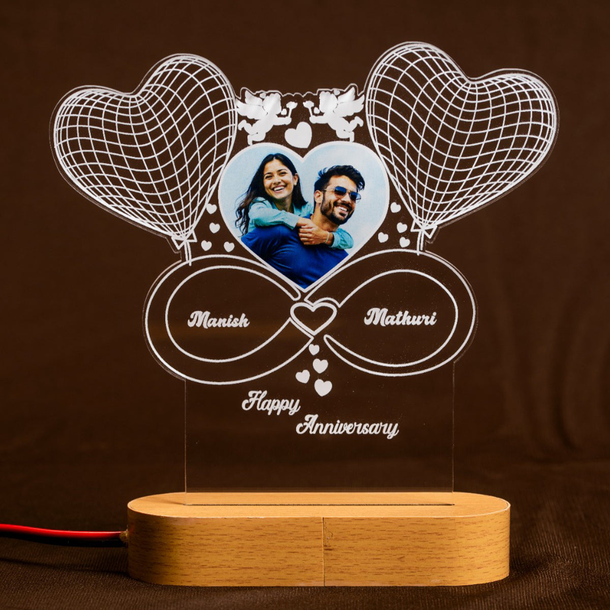 Infinity heart night lamp with photo