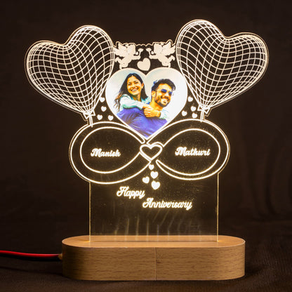 Infinity heart night lamp with photo
