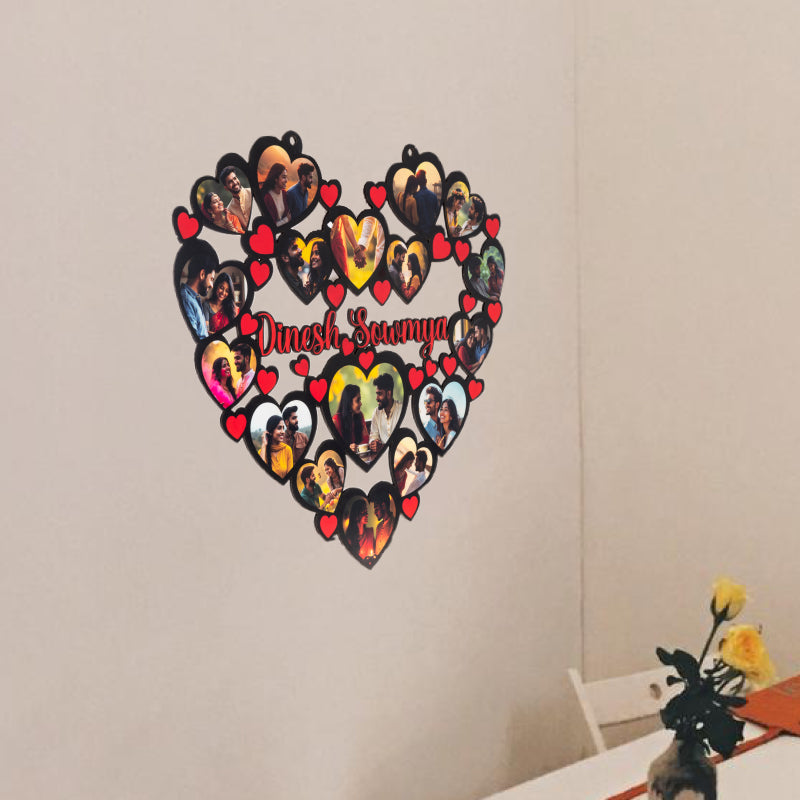 Multiple heart - Wall mount wooden photo frame