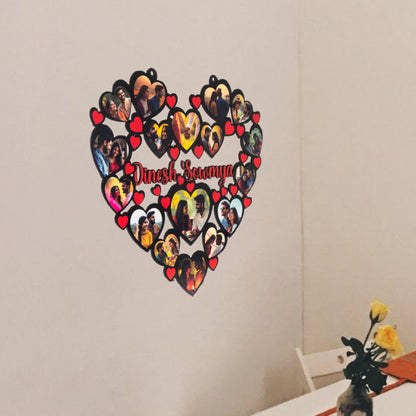Multiple heart - Wall mount wooden photo frame
