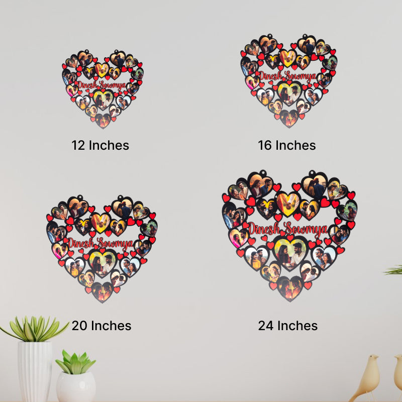 Multiple heart - Wall mount wooden photo frame