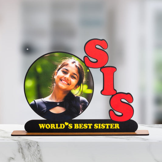 SIS Wooden Photo Standy with message