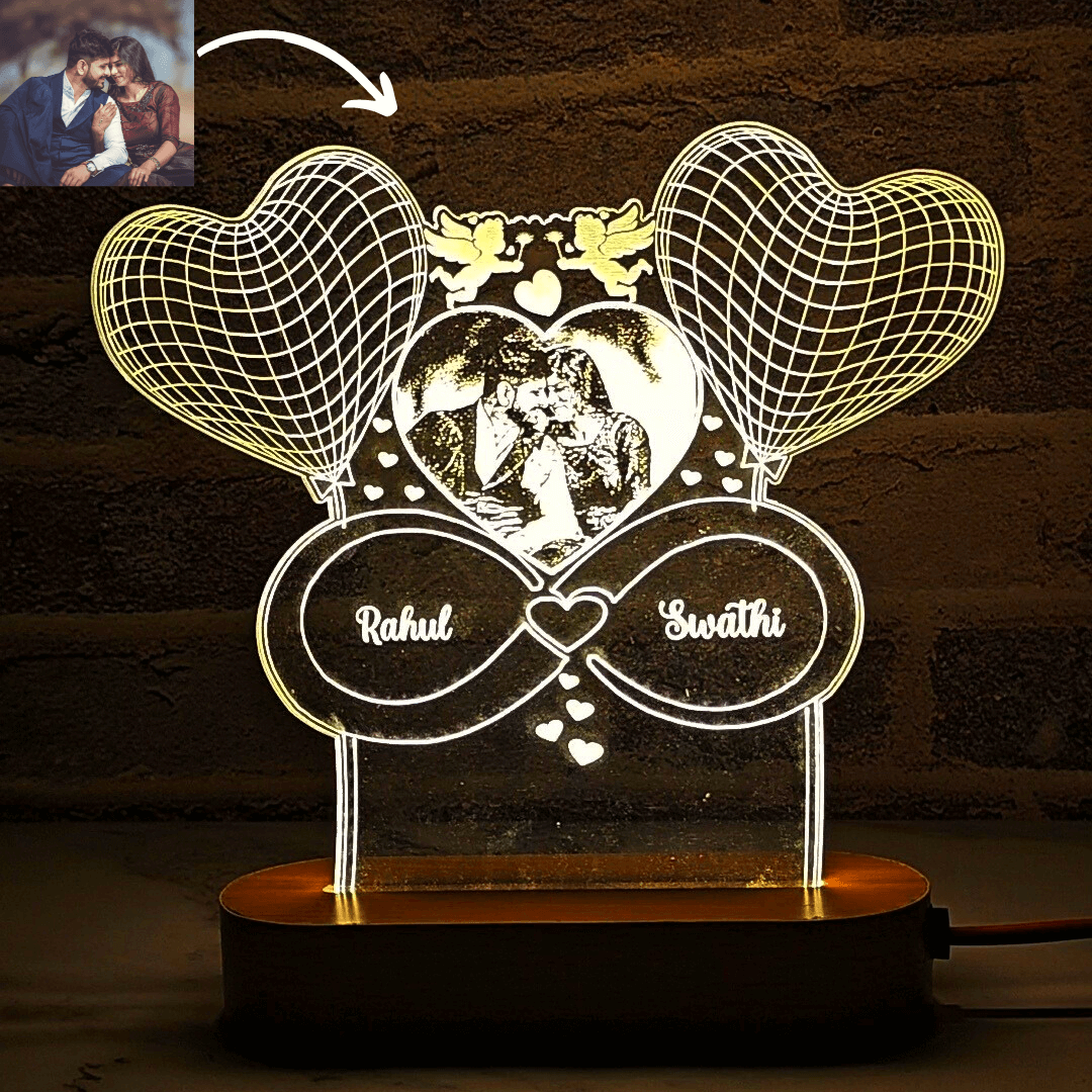 Infinity heart night lamp with photo