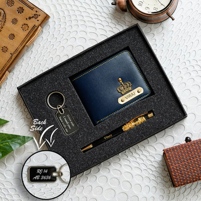 Customized Men's Wallet, keychain and pen Combo