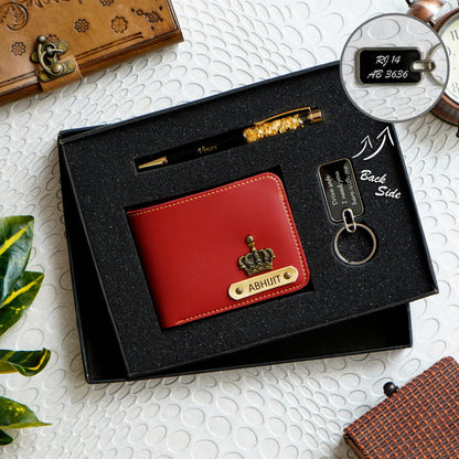 Customized Men's Wallet, keychain and pen Combo