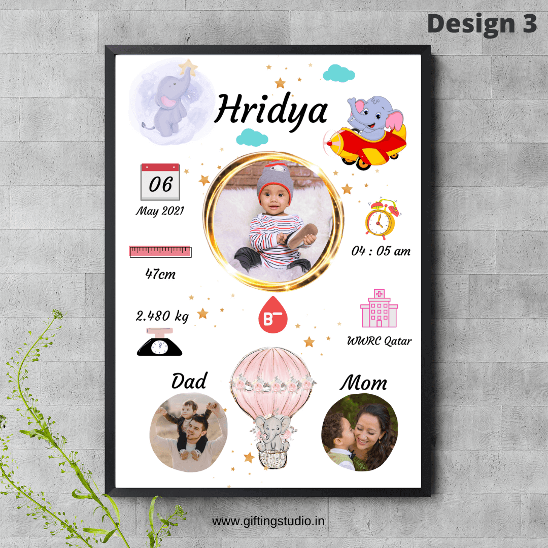 Personalised Baby Birth Frame - Gifting Studio – GiftingStudio.in
