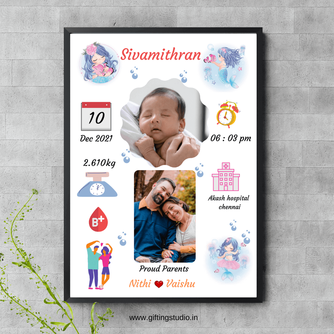 Personalised Baby Birth Frame New Born Baby Gifts Gifting Studio Personalised baby birth frame new born baby gifts gifting studio