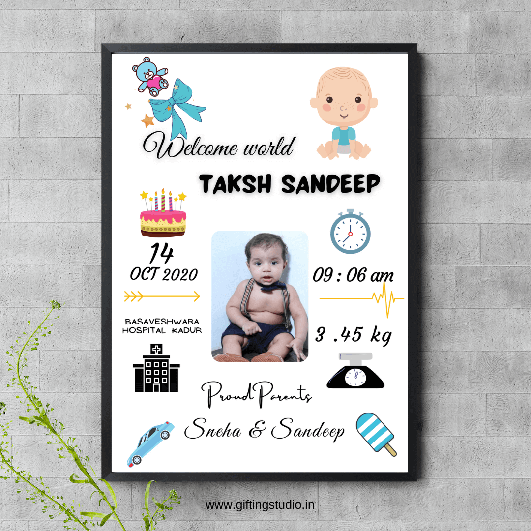 Personalised Baby Birth Frame | New Born Baby Gifts - Gifting Studio ...