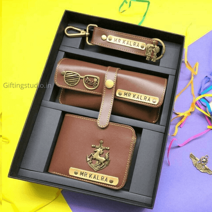 customized mens wallet combo - brown