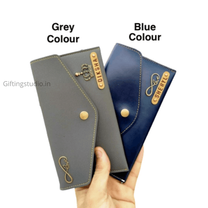 Customized Minimal Clutch for women - blue & grey