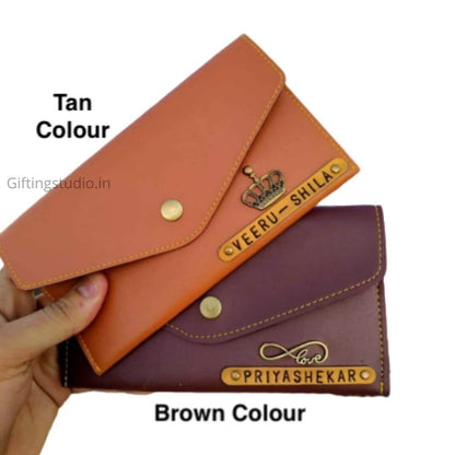 Customized Minimal Clutch for women - tan & brown