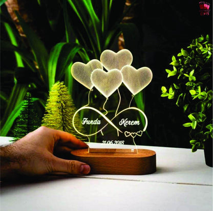 Infinity heart night lamp with name
